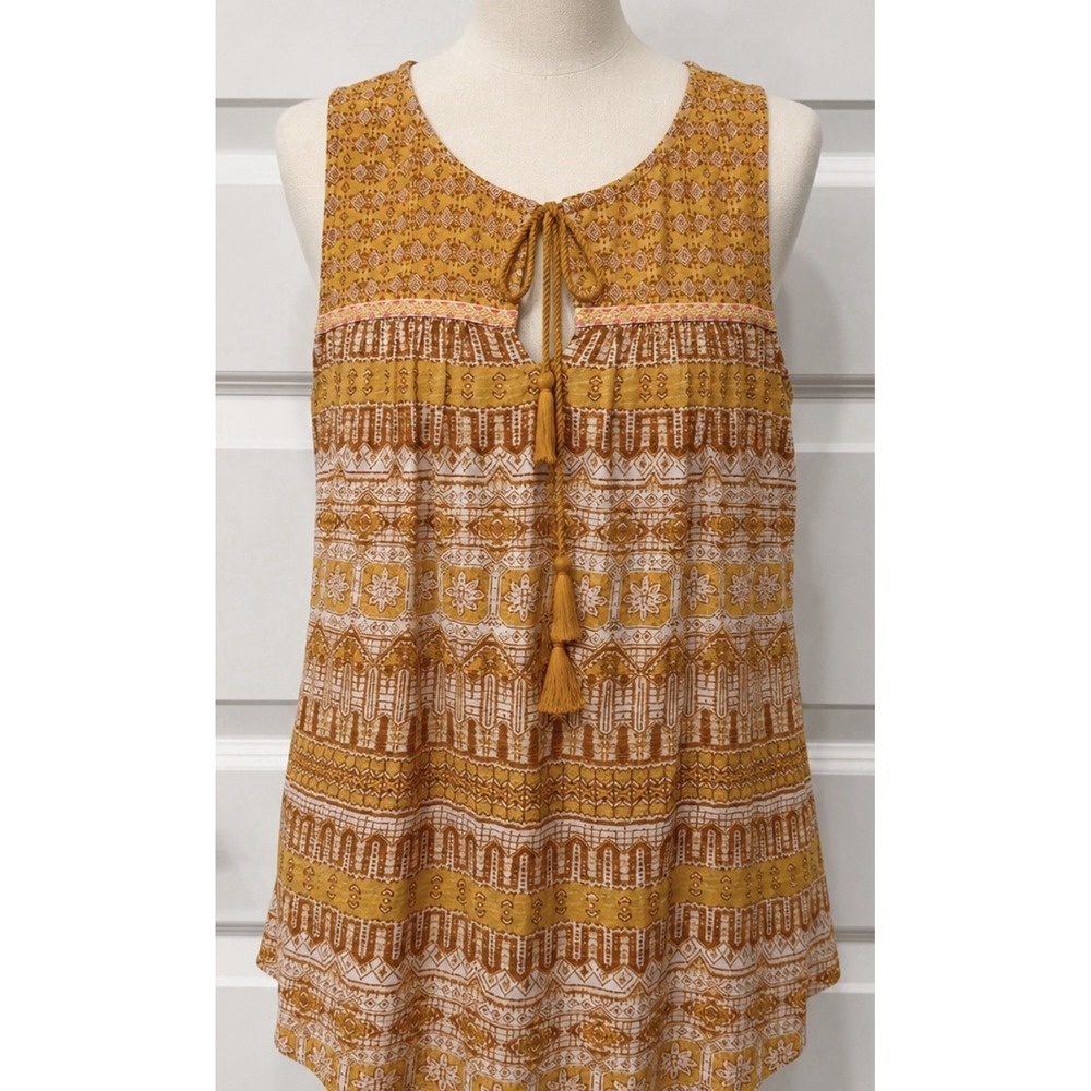 LUCKY BRAND Women's Sleeveless Flowy Colorful BOHO Top Blouse Medium M Tank